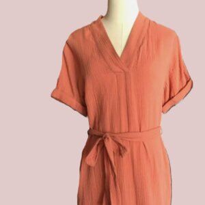 Catherine Malandrino Terracotta Organic Cotton Midi Dress